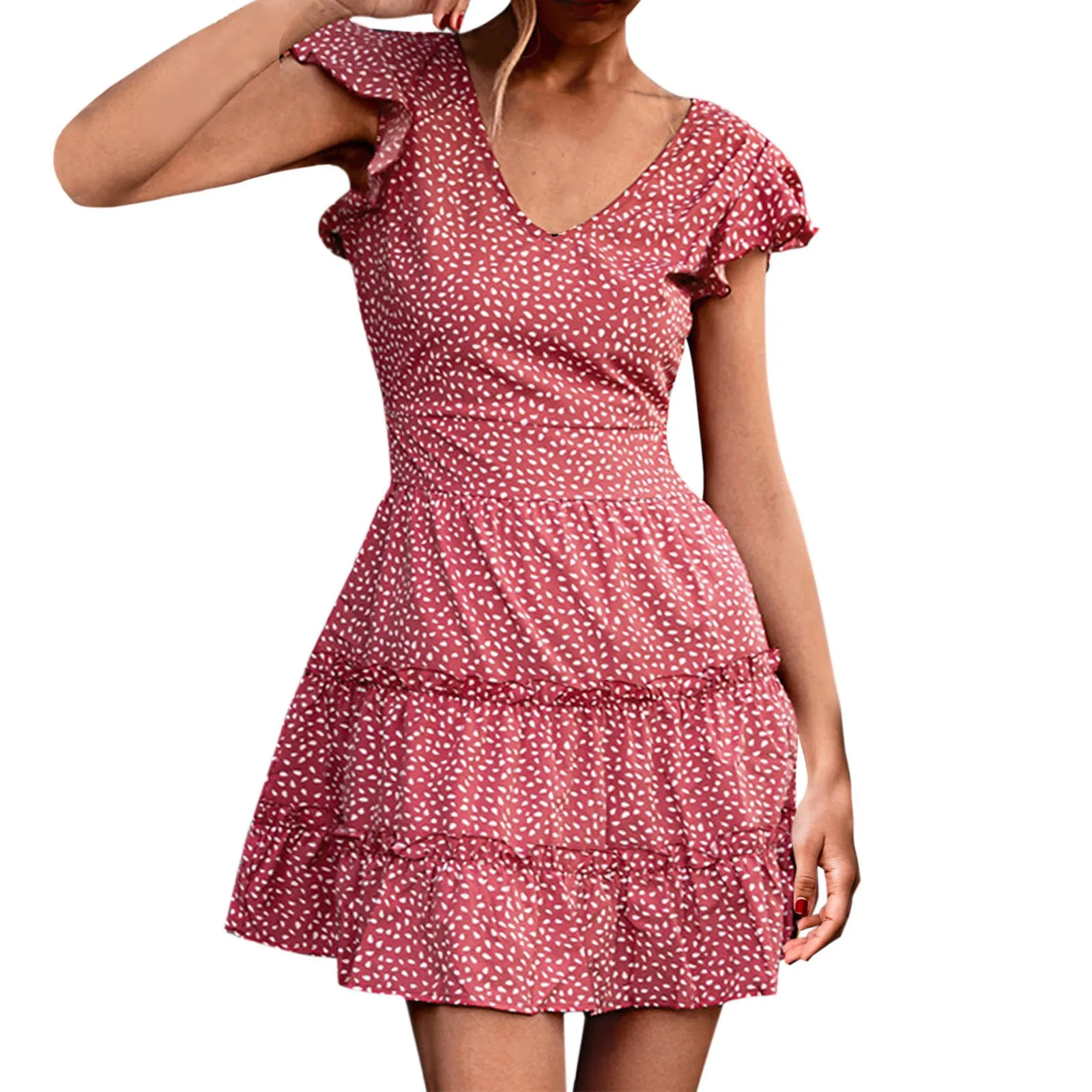 Women's Summer Sexy V Neck Frilly Dot Dress Maxi Dresses for Women Casual with Sleeves
Women's Summer Sexy V Neck Frilly Dot Dress Maxi Dresses for Women Casual with Sleeves