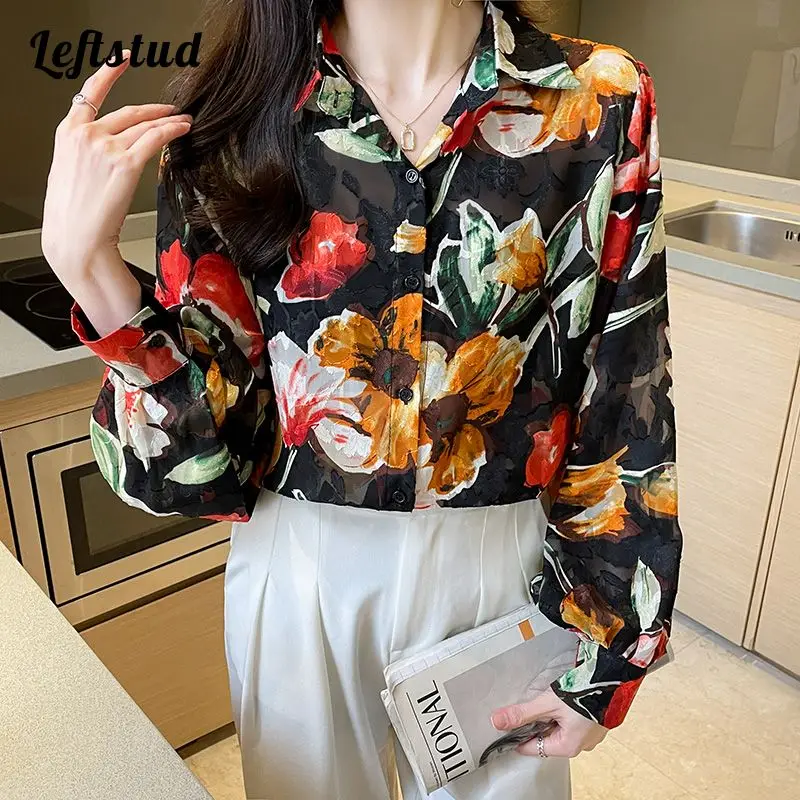 Peony Flower Print Vintage Fashion Chiffon Women's Shirt 2022 Autumn Loose Transparent Thin Long Sleeve Chiffon Blouses Top
Peony Flower Print Vintage Fashion Chiffon Women's Shirt 2022 Autumn Loose Transparent Thin Long Sleeve Chiffon Blouses Top