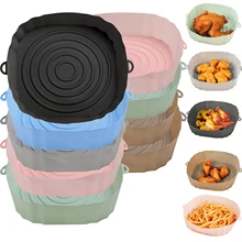 Air Fryer Pan Silicone Basket Airfryer Oven Baking Silicone Tray Reusable Airfryer Pot Pan Liner Mold Pizza Fried Chicken