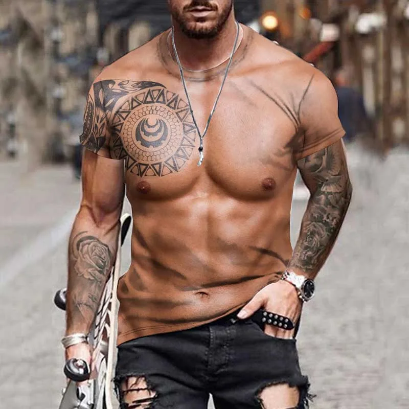 Summer Mens Casual Short Sleeve 3D Printing Chest Muscle Graphic T-Shirt Funny Tops Tees Performance clothing
Summer Mens Casual Short Sleeve 3D Printing Chest Muscle Graphic T-Shirt Funny Tops Tees Performance clothing