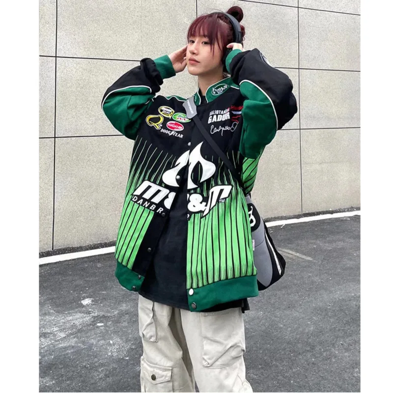 Bsaeball Jacket Women American Embroidery Motorcycle Loose Hiptop Street Couple Racing Stand Collar Vintage Brand Print Coat
Bsaeball Jacket Women American Embroidery Motorcycle Loose Hiptop Street Couple Racing Stand Collar Vintage Brand Print Coat