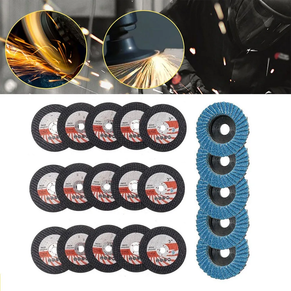 15pcs 75mm Cutting Discs +5pcs Flat Flap Discs Grinding Wheel For Angle Grinder Accesories Metal Cutting Rotary Tool Saw Blade
15pcs 75mm Cutting Discs +5pcs Flat Flap Discs Grinding Wheel For Angle Grinder Accesories Metal Cutting Rotary Tool Saw Blade