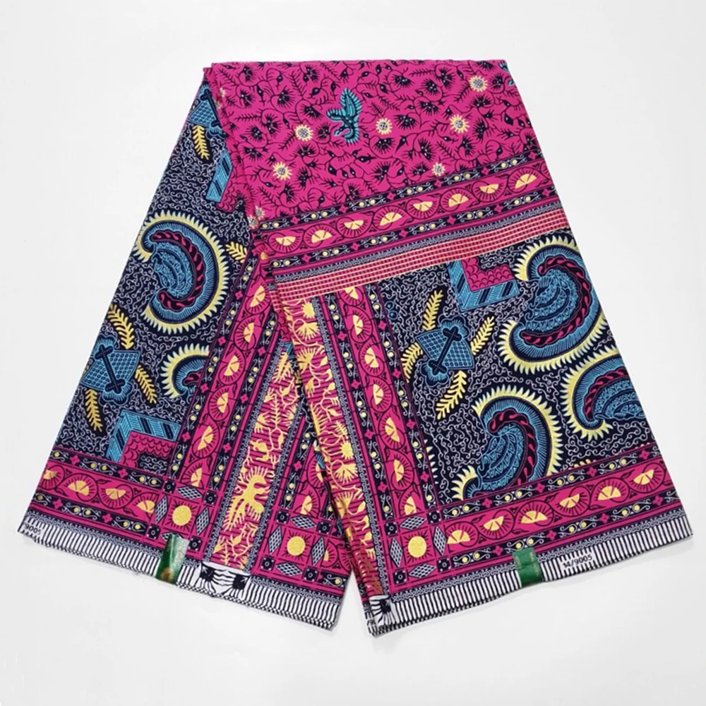 Африканская восковая ткань с золотым воском, 100% хлопок, Высококачественная нигерийская ткань с восковым принтом, воск Анкары для шитья, 6 яр...