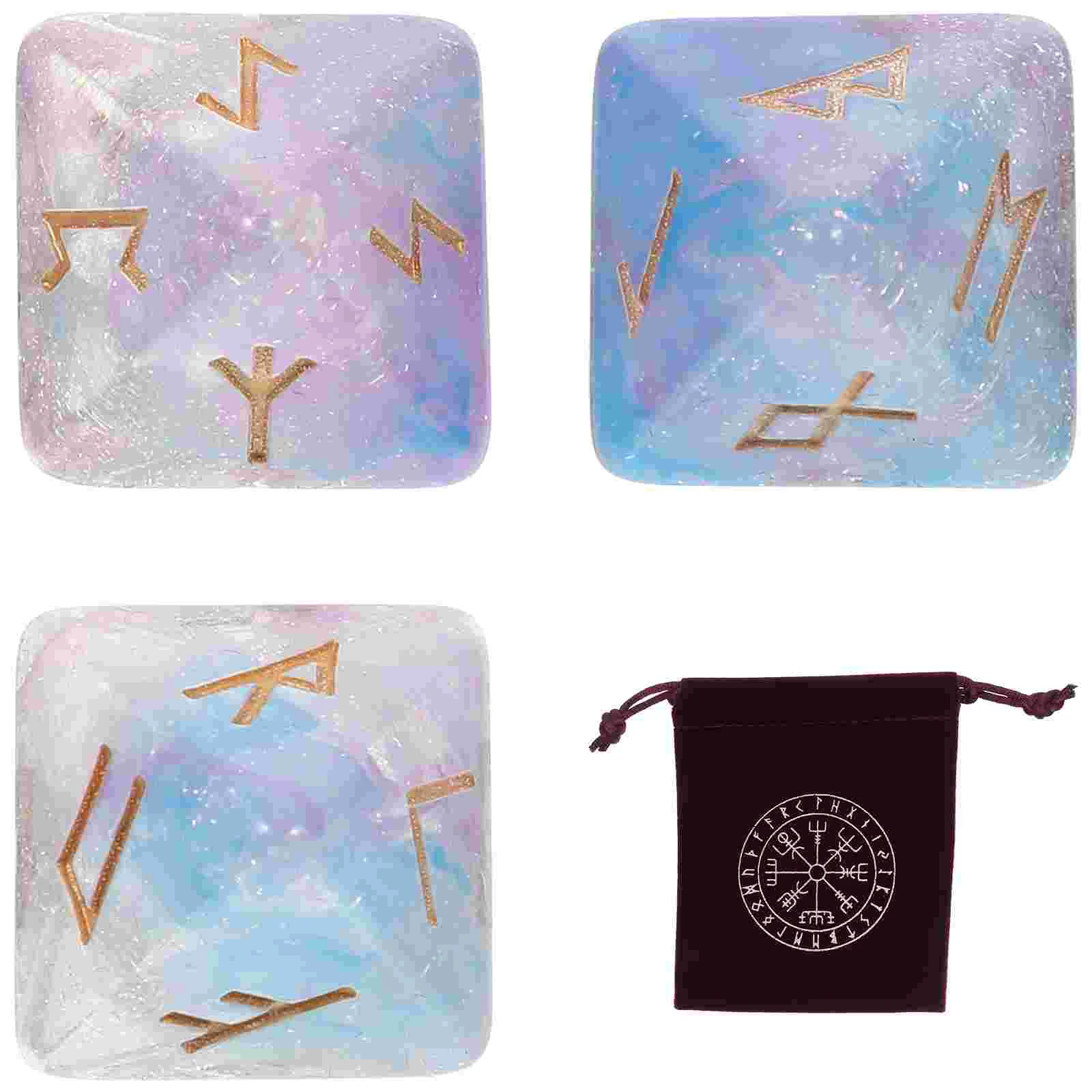 

Rune Dice Retro Hand Plaything Constellation Dices Cloth Bag Desktop Decor Game Black Storage Party Favor