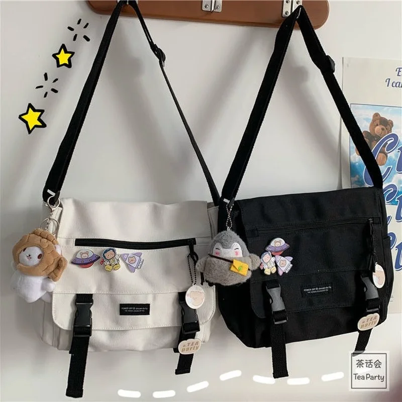 Canvas Bags Crossbody Shoulder All-match Harajuku Large Tooling Couples Capacity Style Messenger Bag Women Preppy Black School
Canvas Bags Crossbody Shoulder All-match Harajuku Large Tooling Couples Capacity Style Messenger Bag Women Preppy Black School