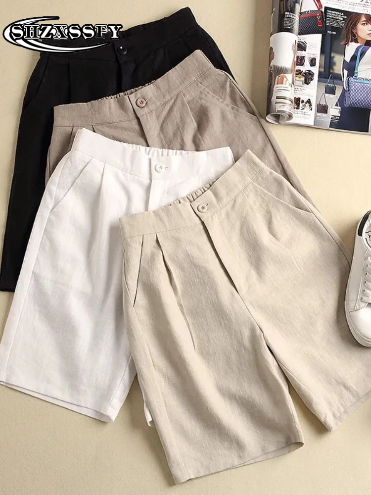 Women's Cotton Shorts Summer Solid Color Zipper Loose Short Pants Women Solid Button Casual High Waist Knee-length Shorts
Women's Cotton Shorts Summer Solid Color Zipper Loose Short Pants Women Solid Button Casual High Waist Knee-length Shorts