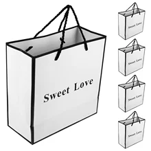 5 Pcs Goodie Bags Gift Paper Handle Candy Container With Handles Shopping Carrier Men Women Food