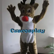 Adult Plush Rudolph Reindeer Deer cartoon Mascot Costume Christmas party Fancy Dress Halloween Mascot Costume for sale