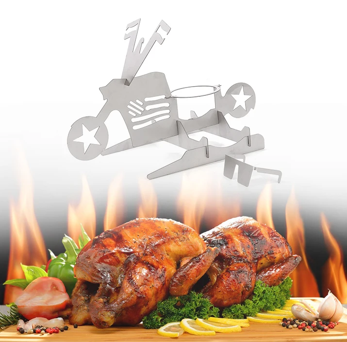 Motorbike Chicken Roaster Rack With Steel Beer Can Chicken Turkey Roaster BBQ Grill Rack Stand Holder Motorcycle Shape
Motorbike Chicken Roaster Rack With Steel Beer Can Chicken Turkey Roaster BBQ Grill Rack Stand Holder Motorcycle Shape