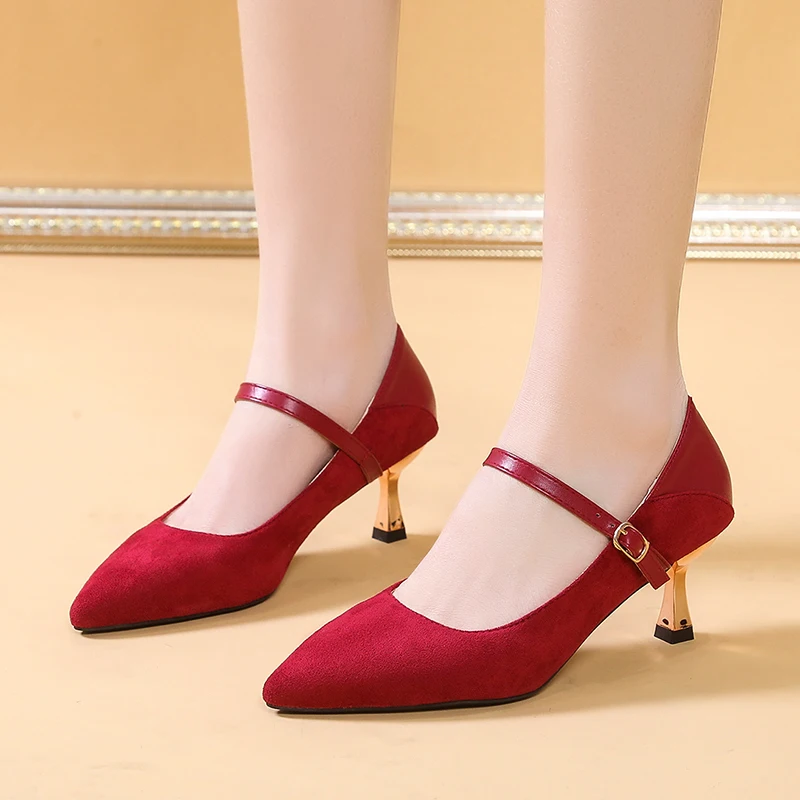 Rimocy Ankle Strap Thin Heels Pumps Women Sexy Red Pointed Toe Wedding Shoes Woman Patchwork Flock Stiletto Heel Shoes Ladies
Rimocy Ankle Strap Thin Heels Pumps Women Sexy Red Pointed Toe Wedding Shoes Woman Patchwork Flock Stiletto Heel Shoes Ladies