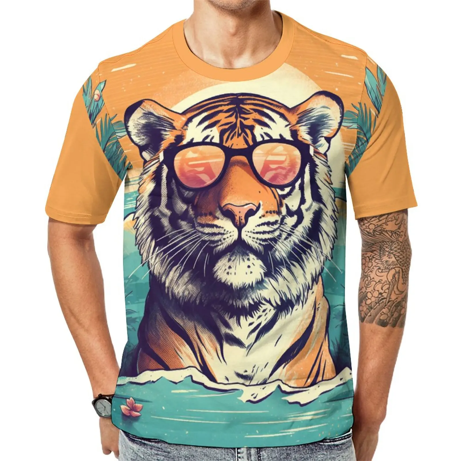 Футболка с изображением тигра, футболки в стиле ретро с изображением солнечного пляжа и солнечных очков, топы с коротким рукавом, популярные оригинальные классические футболки большого размера
Футболка с изображением тигра, футболки в стиле ретро с изображением солнечного пляжа и солнечных очков, топы с коротким рукавом, популярные оригинальные классические футболки большого размера