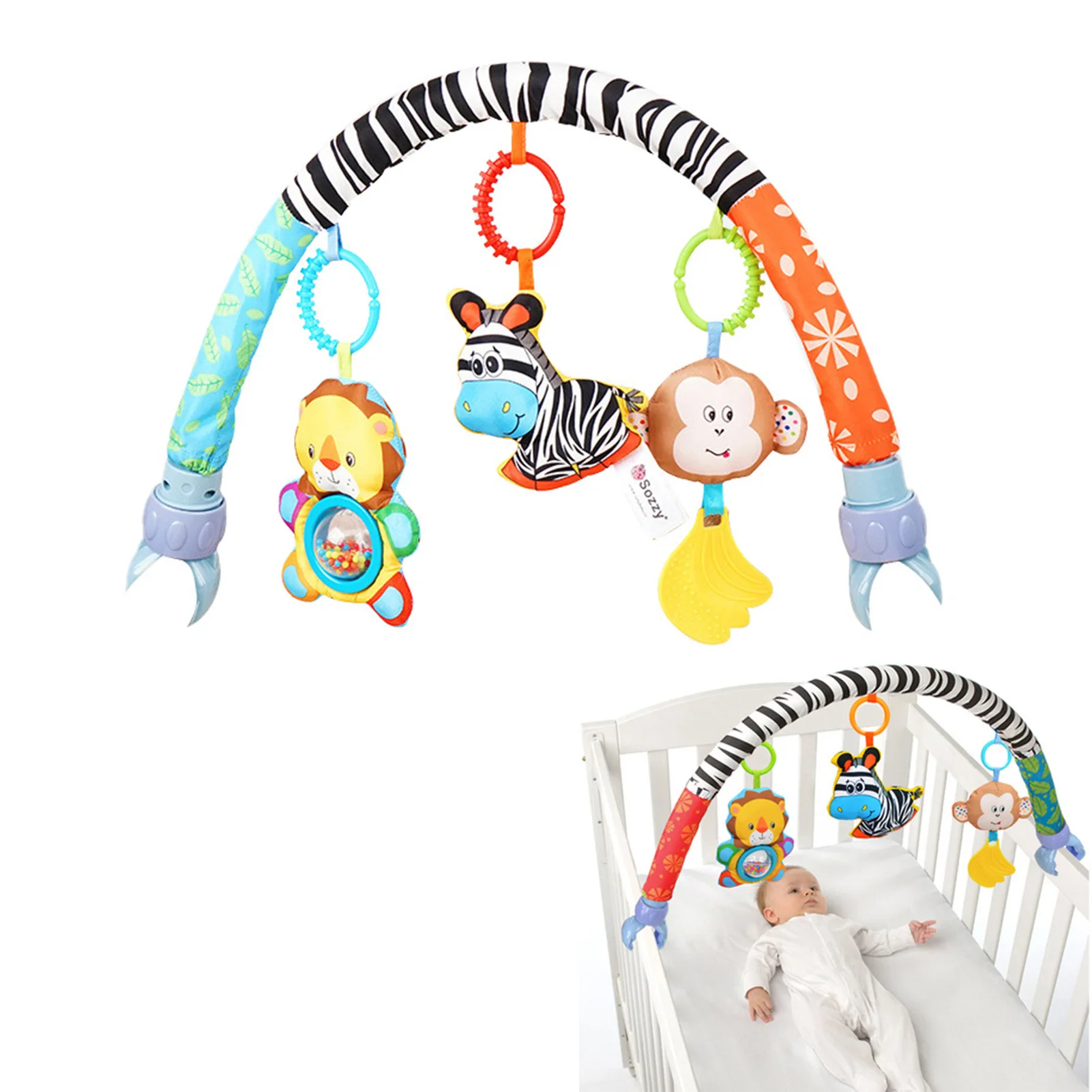 Baby Stroller Arch Toy Stroller Activity Bar With Cartoon Animal Music Ringing Paper Treasure Toys For Crib And Stroller
Baby Stroller Arch Toy Stroller Activity Bar With Cartoon Animal Music Ringing Paper Treasure Toys For Crib And Stroller