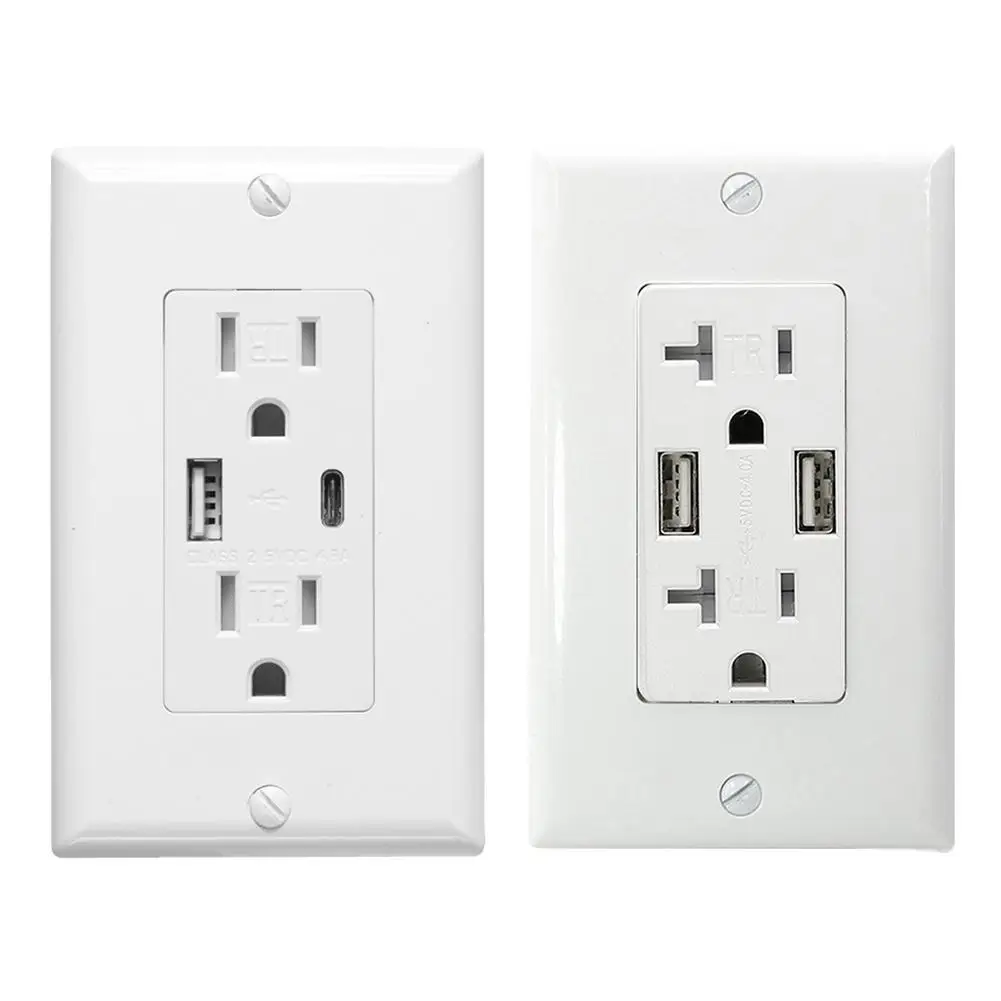 US Standard USB Socket 20A Dual USB Charger Port American Standard Dual USB Wall Socket Smart Home Appliance Plug Adapter Type-C
US Standard USB Socket 20A Dual USB Charger Port American Standard Dual USB Wall Socket Smart Home Appliance Plug Adapter Type-C