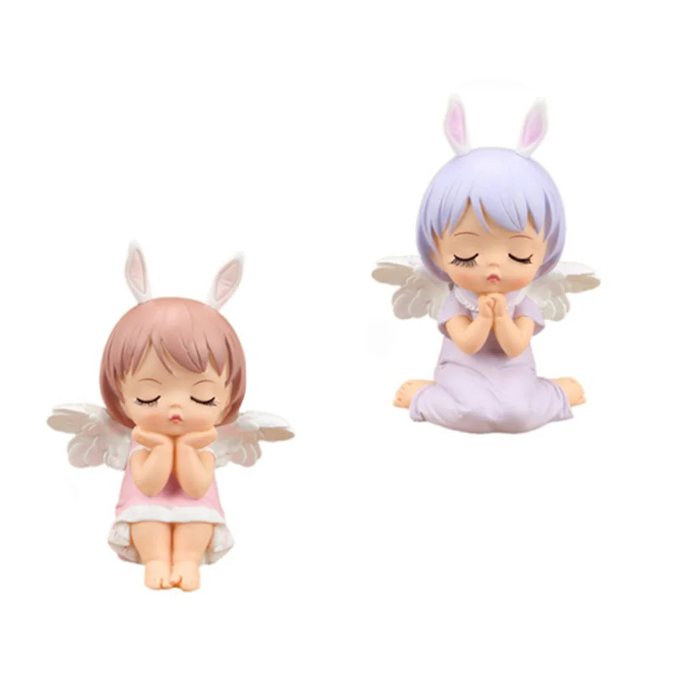 

2 Pcs Bath Toys Girls Annie Cake Decoration Birthday Supply 11X7.6X5.8cm Mini Topper Vinyl Angel Toppers Adornment Child