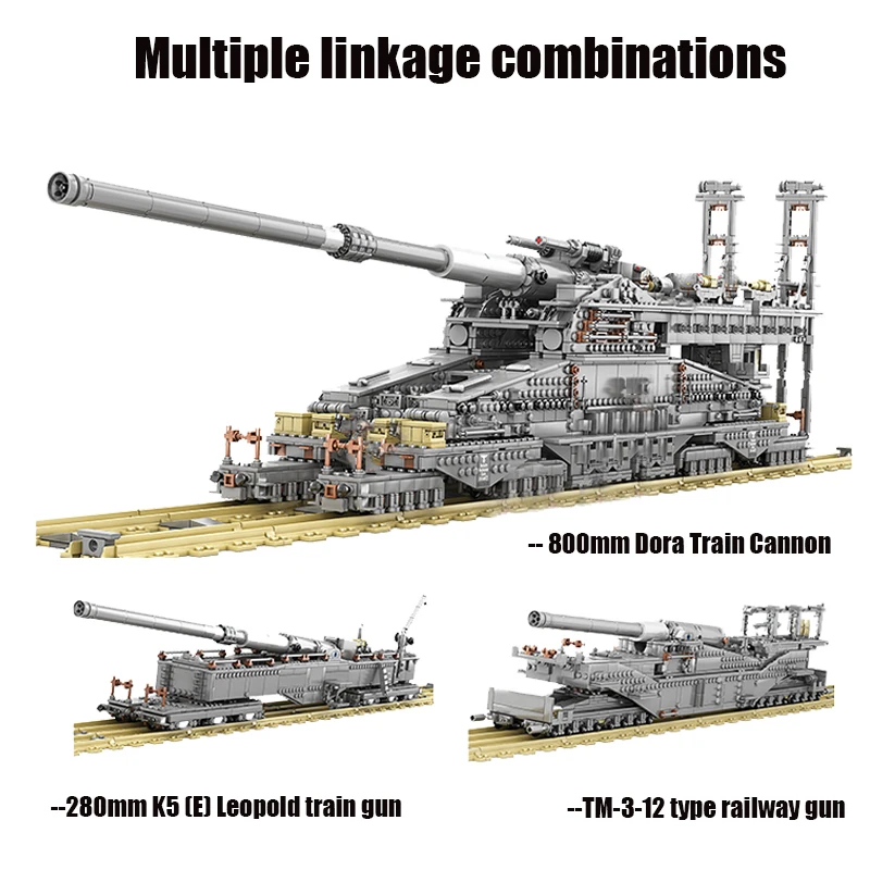 3846PCS German Gustav Railway Gun Dora Model Building Blocks MOC Military Heavy Tank Soldier Bricks For Children Toys Gifts Boys
3846PCS German Gustav Railway Gun Dora Model Building Blocks MOC Military Heavy Tank Soldier Bricks For Children Toys Gifts Boys