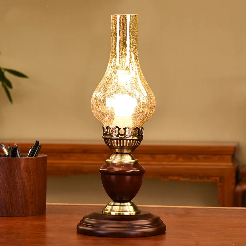 

Декоративная керосиновая лампа в американском ретро-стиле из массива дерева/металла/стекла, настольная лампа, прикроватная лампа для кабинета, работы, чтения, спальни