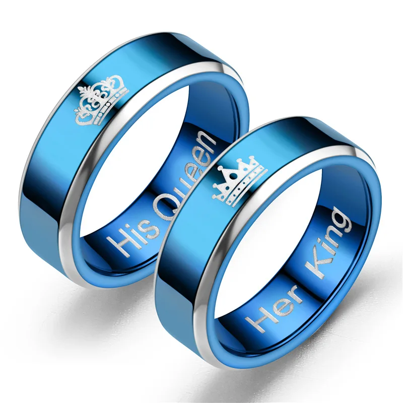 The New Blue Engraved Her King His Queen Fashion Couple Ring Wedding Engagement Ring Anniversary Ring Lover Gift Jewelry
The New Blue Engraved Her King His Queen Fashion Couple Ring Wedding Engagement Ring Anniversary Ring Lover Gift Jewelry