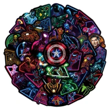 10/30/50/100pcs Disney Marvel Cartoon Neon The Avengers Spider Man Anime Stickers Luminous Laptop Car Motorcycle Cool Sticker