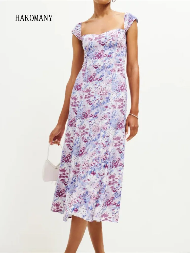 Women Sexy Beach Midi Long Robe Holiday Retro French Purple Leaves Flower Print Square Collar Short Sleeve Dress
Women Sexy Beach Midi Long Robe Holiday Retro French Purple Leaves Flower Print Square Collar Short Sleeve Dress