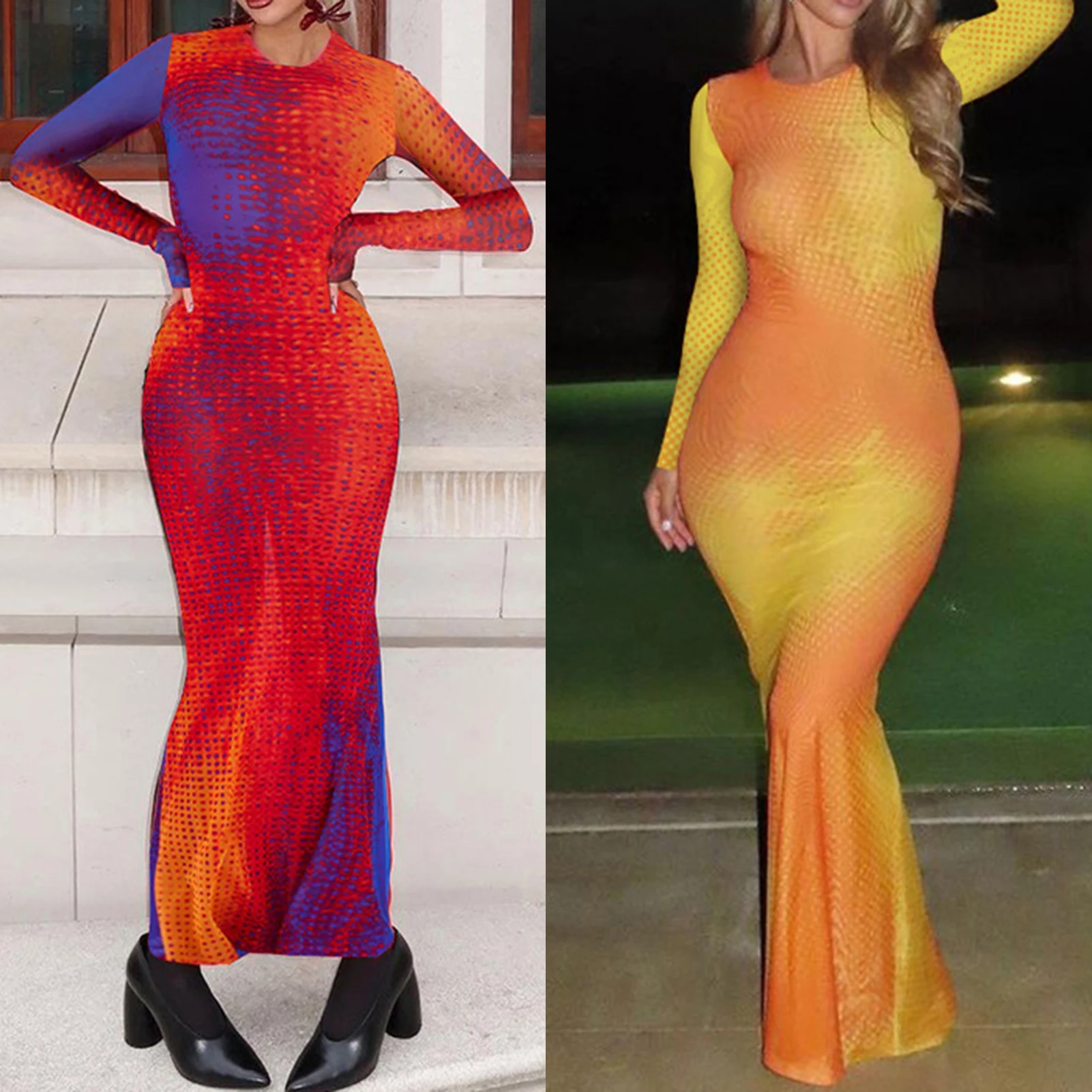 Vintage Style Crew Neck Tunic Sexy Dress Slim Fit Y2K Maxi Dress Women Long Sleeve Dress Elastic Colorful Printed Party Clothing
Vintage Style Crew Neck Tunic Sexy Dress Slim Fit Y2K Maxi Dress Women Long Sleeve Dress Elastic Colorful Printed Party Clothing