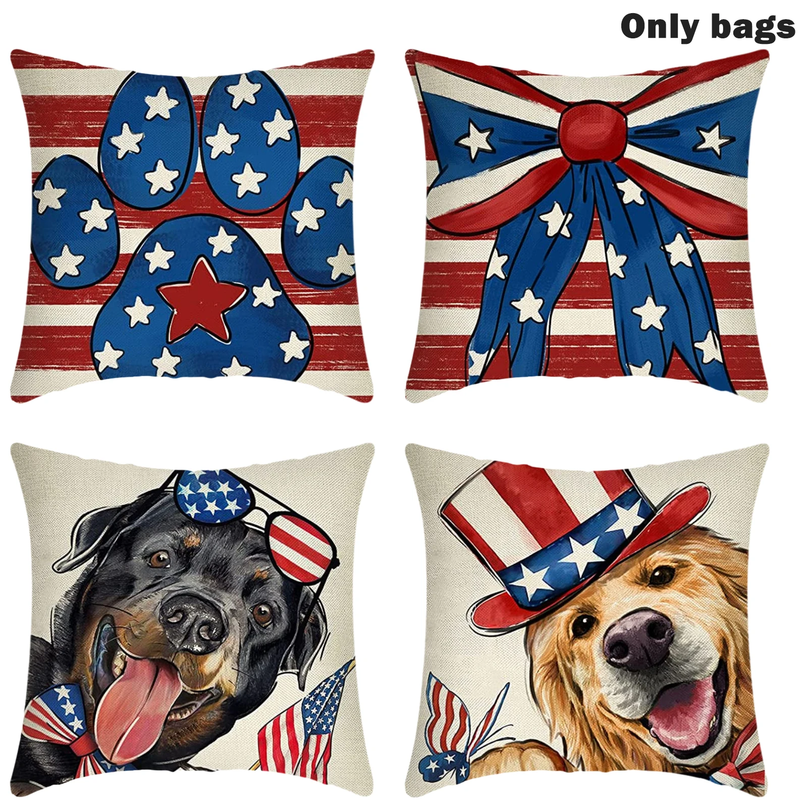 4pcs Cushion Cases Zipper Closure Polyester Independence Day American Flag Pillow Covers Square Shape Patriotic Dog Footprints
4pcs Cushion Cases Zipper Closure Polyester Independence Day American Flag Pillow Covers Square Shape Patriotic Dog Footprints