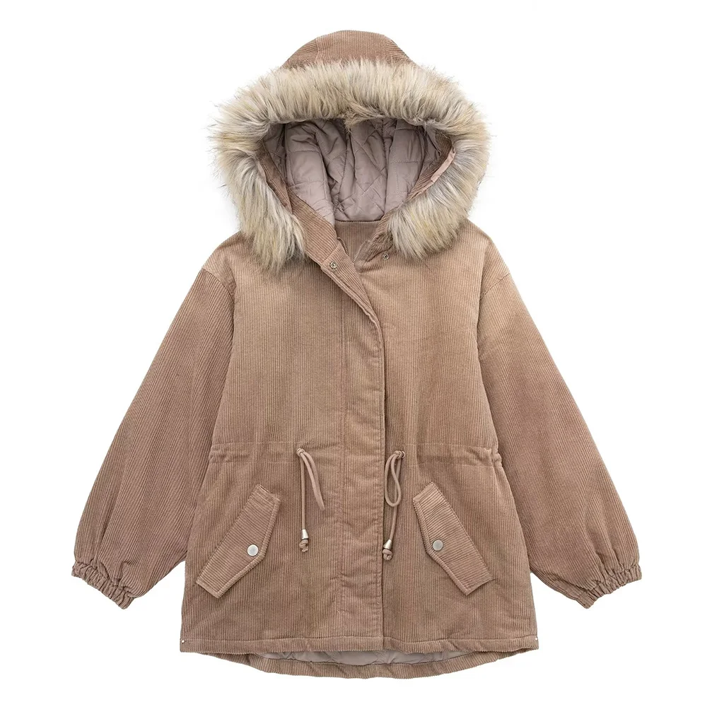 PB&ZA Jackets for Women 2022 Winter Warm Hooded Parka Padded Coat Corduroy Fur Collar Khaki Drawstring Adjustable Waist 09752316
PB&ZA Jackets for Women 2022 Winter Warm Hooded Parka Padded Coat Corduroy Fur Collar Khaki Drawstring Adjustable Waist 09752316