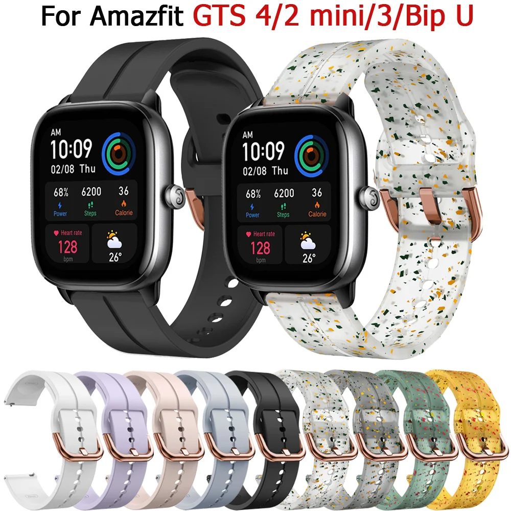 

20mm Smart Watch Band For Huami Amazfit GTS 4 2 mini 3 2e Silicone Watchbands Amazfit Bip U 3 pro GTR 42mm Strap Bracelet Correa