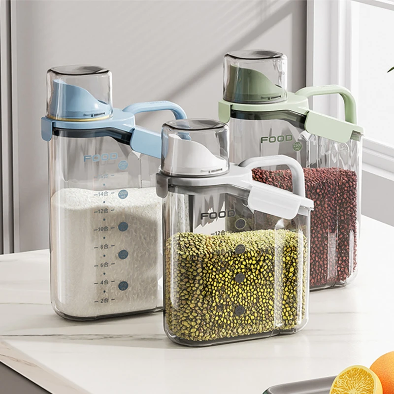 Handle Food Bean Sealed Jar Grain Storage Box Cereals Container with Scale Kitchen Large Capacity Grain Dispenser Oatmeal Bottle
Handle Food Bean Sealed Jar Grain Storage Box Cereals Container with Scale Kitchen Large Capacity Grain Dispenser Oatmeal Bottle