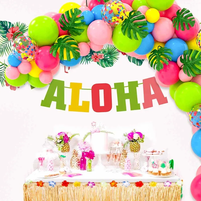 

Tropical Hawaiian Balloon Garland Arch Kit Summer Hawaii Birthday Party Decor Baby Shower Latex Balloons Wedding Party Ballon