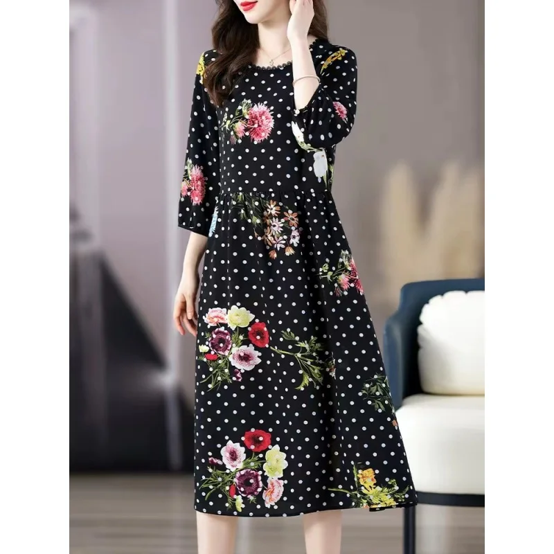 2023 модное шелковое платье в горошек с принтом, женское весеннее повседневное свободное платье в стиле ретро с рукавом 7/4 и круглым вырезом
2023 модное шелковое платье в горошек с принтом, женское весеннее повседневное свободное платье в стиле ретро с рукавом 7/4 и круглым вырезом