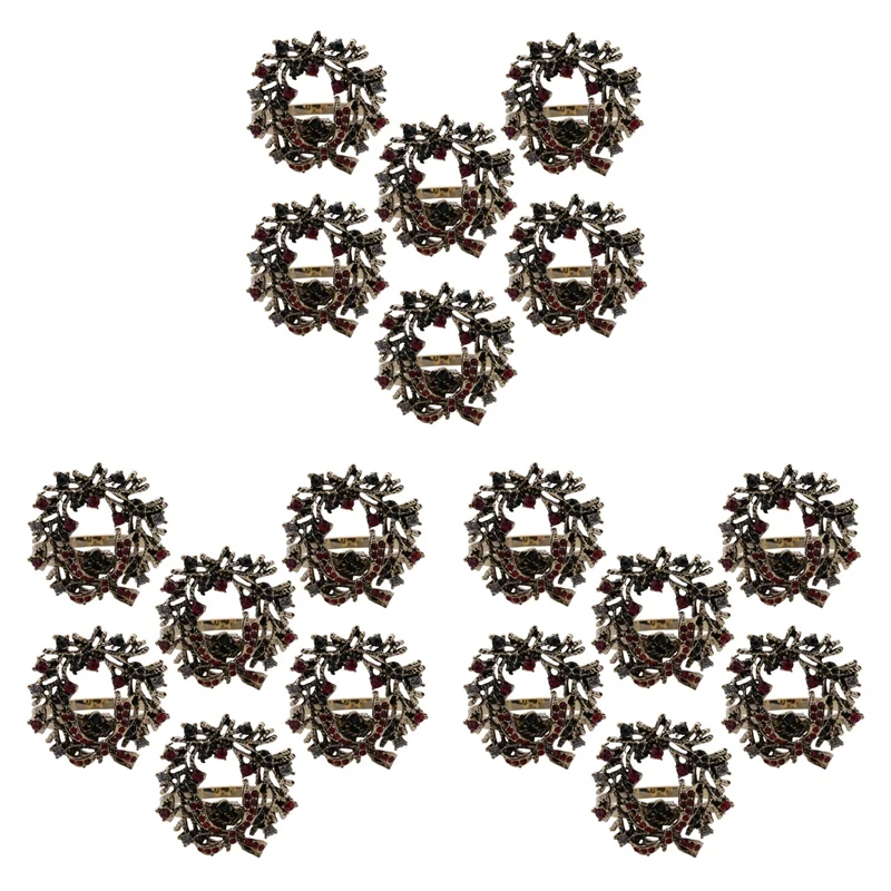 18Pcs Christmas Wreath Napkin Rings Metal Napkin Buckle Napkin Holder Napkin Circle
18Pcs Christmas Wreath Napkin Rings Metal Napkin Buckle Napkin Holder Napkin Circle