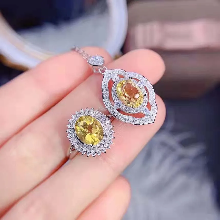 Natural Yellow Sapphire Ring Pendant Necklace Set S925 Sterling Silver Fashion Fine Women‘s Jewelry Free Shipping MeiBaPJ FS
Natural Yellow Sapphire Ring Pendant Necklace Set S925 Sterling Silver Fashion Fine Women‘s Jewelry Free Shipping MeiBaPJ FS