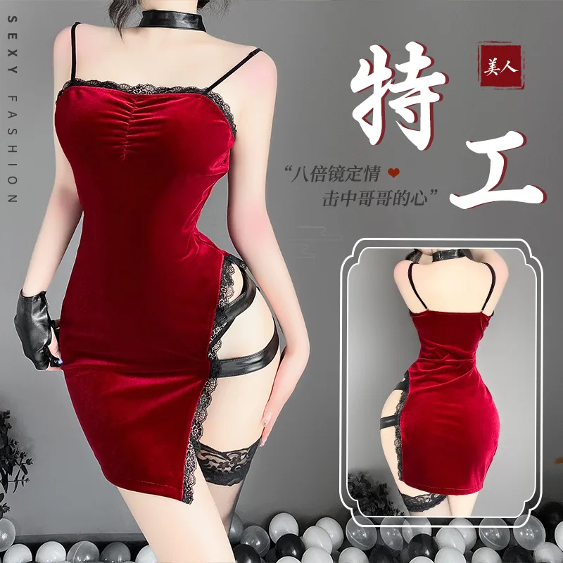 Sexy Women's Underwear High Waist Patent Leather Openwork Hollow Cheongsam Uniform Erotic Lingerie Set Women's Ethical Underwear
Sexy Women's Underwear High Waist Patent Leather Openwork Hollow Cheongsam Uniform Erotic Lingerie Set Women's Ethical Underwear