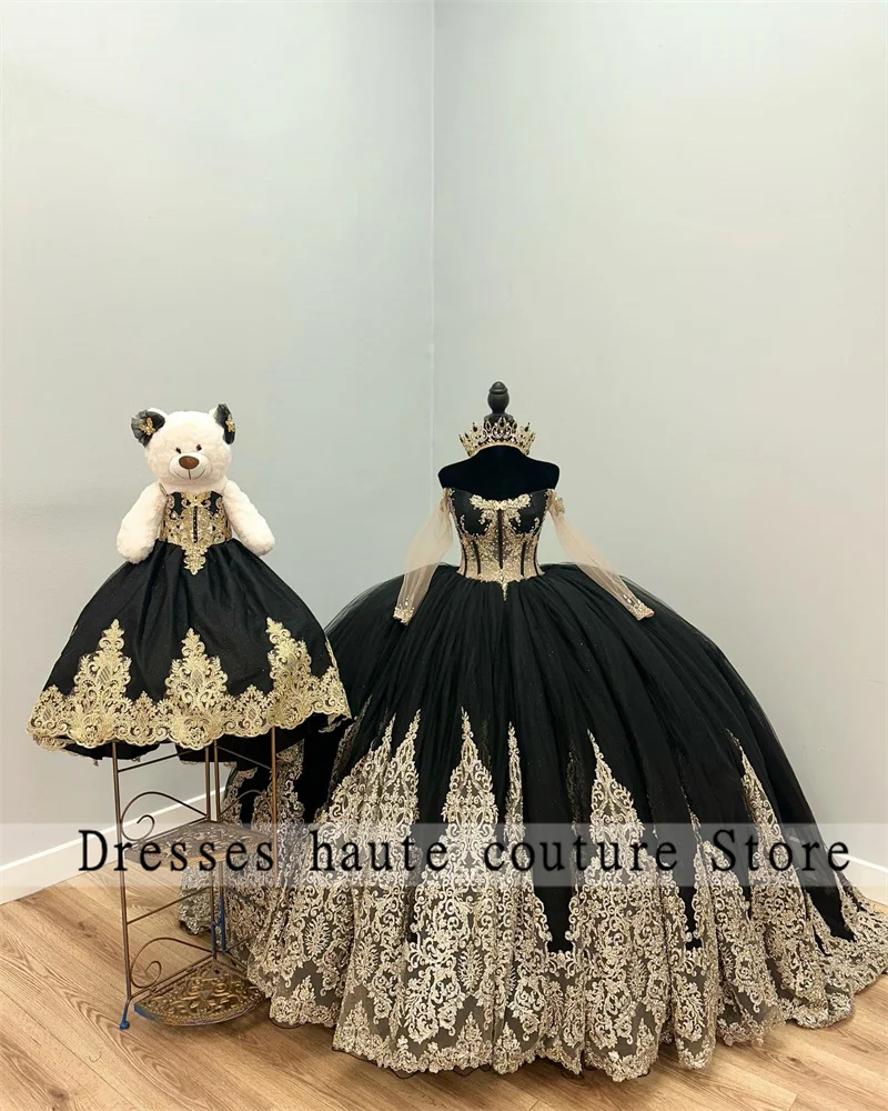 Черное бальное платье Quinceanera 2023 с длинным рукавом и золотыми блестками, милое платье 16 дюймов, платье на шнуровке для дня рождения
Черное бальное платье Quinceanera 2023 с длинным рукавом и золотыми блестками, милое платье 16 дюймов, платье на шнуровке для дня рождения
