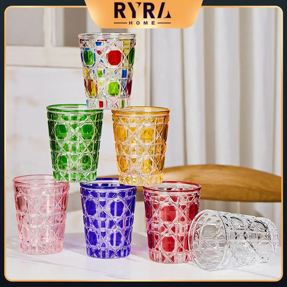 

Color Checkered Wine Cups Light Luxury Colorful Whisky Bubble Water Cup Modern And Simple Large Capacity Kitchen Gadgets