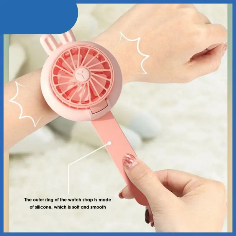 

Cartoon Wrist Small Fan Usb Charging Large Capacity Cooling Fans Adjustable Angle Wrist Strap Toy Air Conditioner Mute Endurance