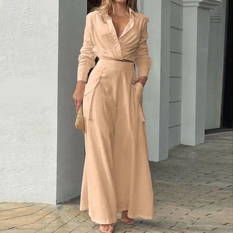 Women's INS Elegant Pants Sets Solid Color Temperament Commuter Loose Pocket Fashion Europe & America 2023 Summer Casual Suit
Women's INS Elegant Pants Sets Solid Color Temperament Commuter Loose Pocket Fashion Europe & America 2023 Summer Casual Suit