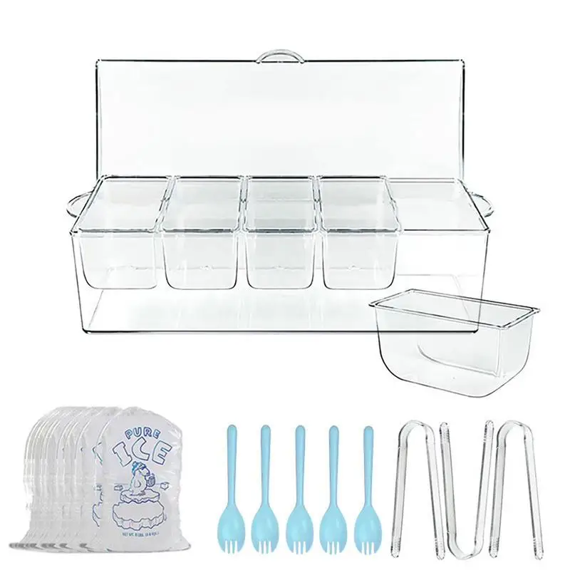 Condiment Server Removable 5 Compartment Ice Chilled Condiment Condiment Tray With Lid Ice Party Serving Bar Chilled Caddy Bar
Condiment Server Removable 5 Compartment Ice Chilled Condiment Condiment Tray With Lid Ice Party Serving Bar Chilled Caddy Bar