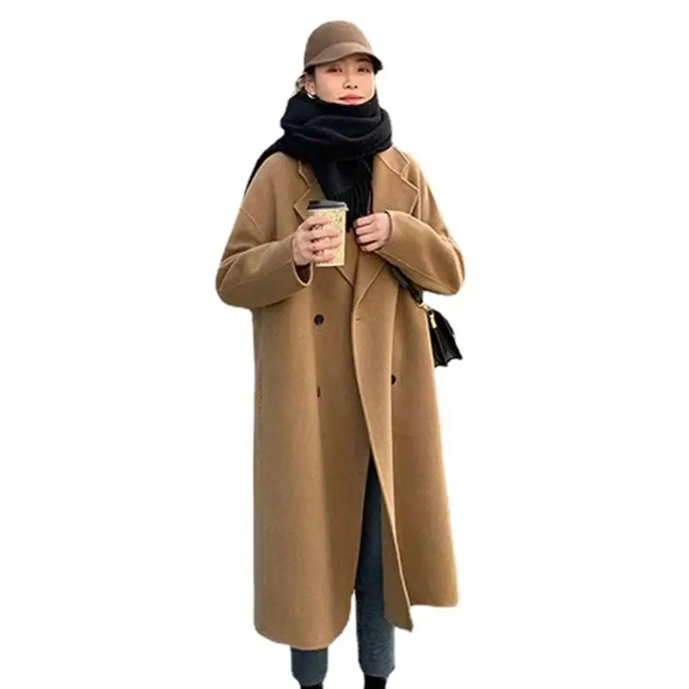 Chic Women Winter Coat Windproof Buttons Closure Mid-Length Thickened Warm Winter Overcoat Woolen Overcoat Daily Wear 
Chic Women Winter Coat Windproof Buttons Closure Mid-Length Thickened Warm Winter Overcoat Woolen Overcoat Daily Wear