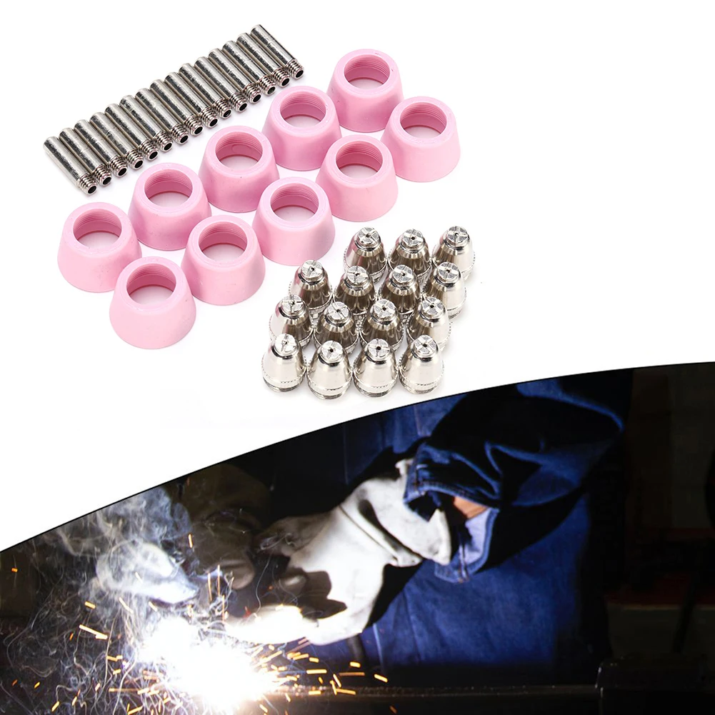 40pcs Plasma Cutter Consumables Kit Copper Chrome Plasma Cutter Tip Contact Tip Consumables Extended Welding Tools for AG60
40pcs Plasma Cutter Consumables Kit Copper Chrome Plasma Cutter Tip Contact Tip Consumables Extended Welding Tools for AG60