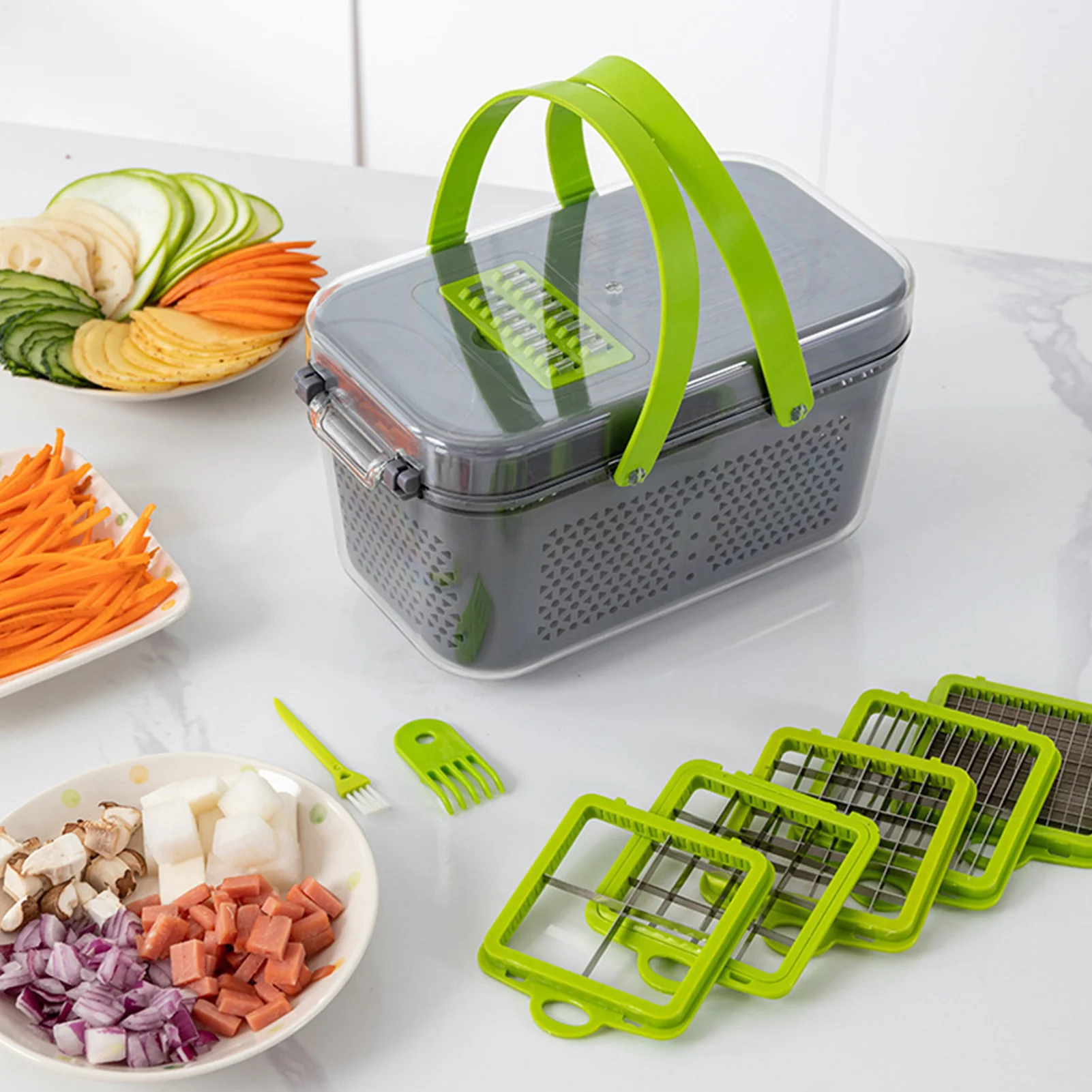 Vegetable Cutter Multifunctional Vegetables Slicer Carrot Potato Onion Chopper with Basket Grater Kitchen Accessorie Tool
Vegetable Cutter Multifunctional Vegetables Slicer Carrot Potato Onion Chopper with Basket Grater Kitchen Accessorie Tool