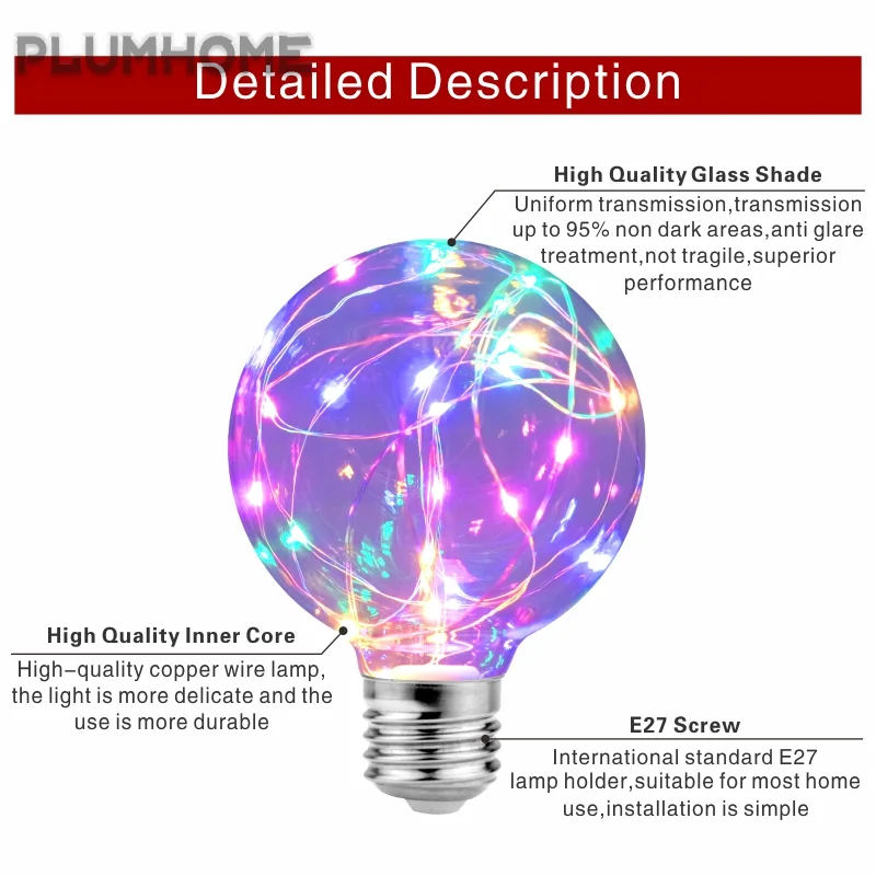 LED Edison String Light Bulb E27 110V 220V G95 Colorful RGB Lighting Copper Wire Bulb Home Decor Holiday Night Light Lamp
LED Edison String Light Bulb E27 110V 220V G95 Colorful RGB Lighting Copper Wire Bulb Home Decor Holiday Night Light Lamp