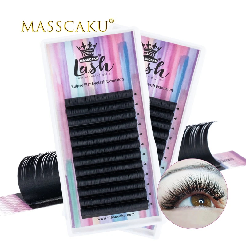MASSCAKU eyelashes makeup flat ellipse split tips deep black matte faux mink ellipse flat eyelash extensions for professional
MASSCAKU eyelashes makeup flat ellipse split tips deep black matte faux mink ellipse flat eyelash extensions for professional