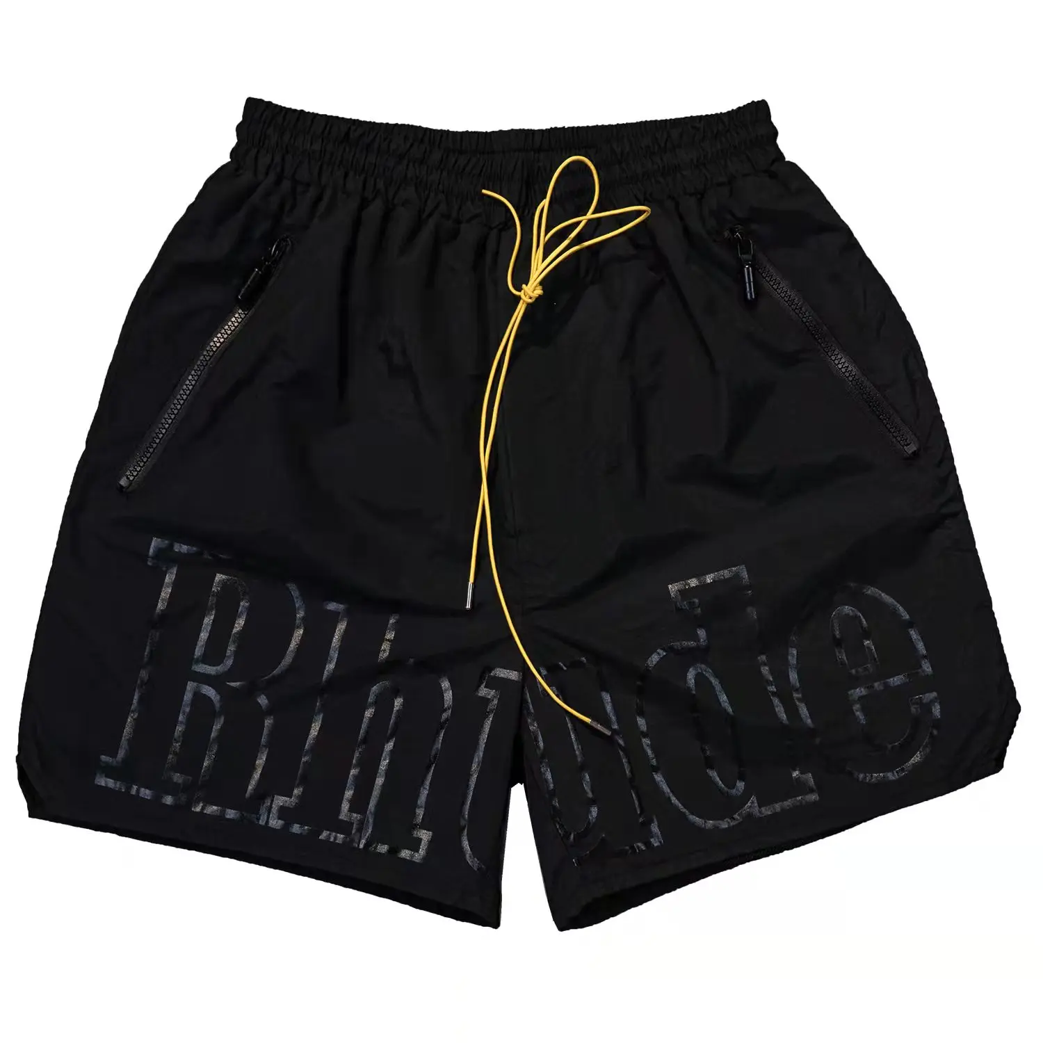 

2023 New York Limited Black Big Logo RHUDE Shorts Men Women Best Quality Oversize Drawstring Breeches Inside Mesh