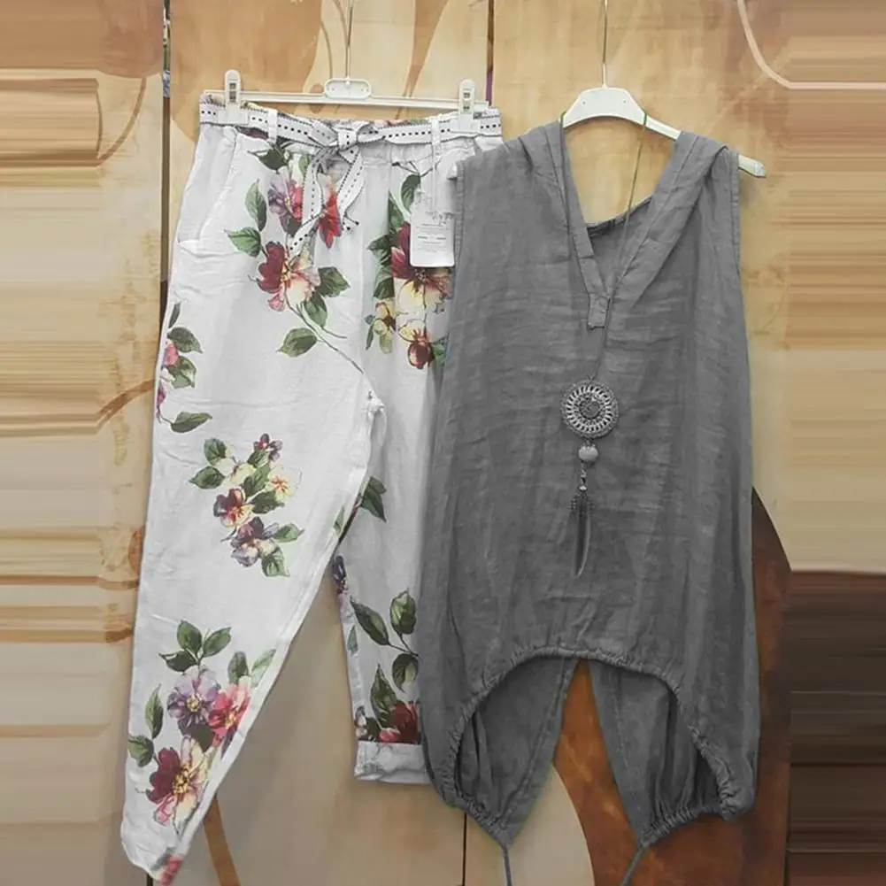 Casual Loose Type Sleeveless Floral Pattern Women Blouse Trousers Set Simple Split Summer Blouse Pants Set Daily Clothes
Casual Loose Type Sleeveless Floral Pattern Women Blouse Trousers Set Simple Split Summer Blouse Pants Set Daily Clothes