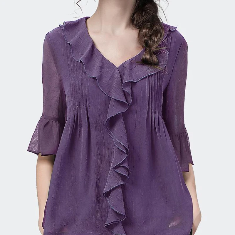 Fashion Chiffon Blouse Women Autumn Long Sleeve Tops 2023 New V-neck Ruffle Blouses Plus Size Casual Cover Belly Korean Shirts
Fashion Chiffon Blouse Women Autumn Long Sleeve Tops 2023 New V-neck Ruffle Blouses Plus Size Casual Cover Belly Korean Shirts