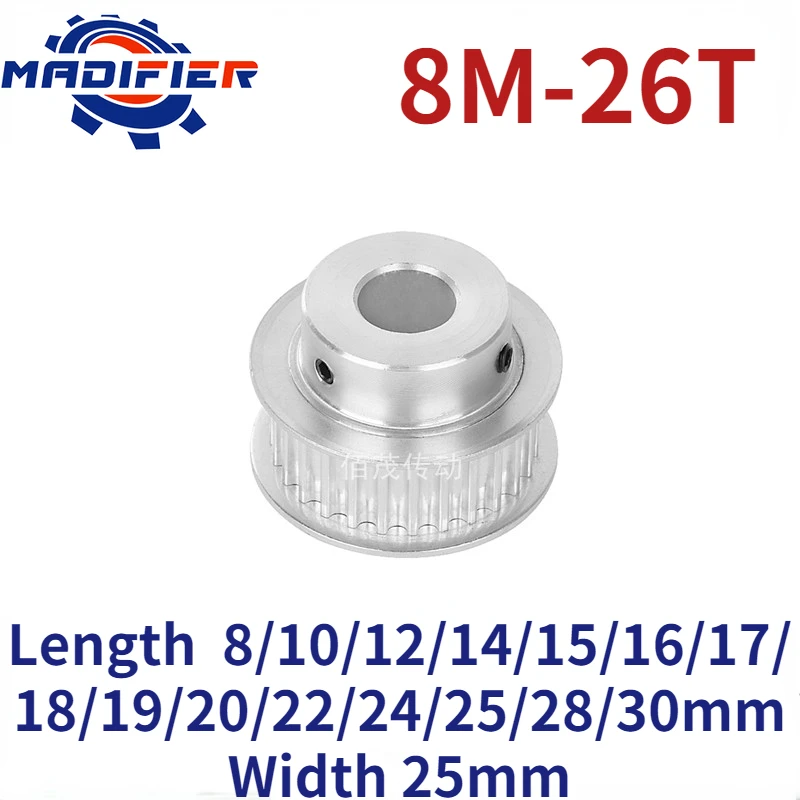 

8M 26 Teeth BF Convex Table Synchronous Belt Pulley Slot Width 25mm Inner Hole 8/10/12/14/15/16/17/18/19/20/22/24/25/28/30mm