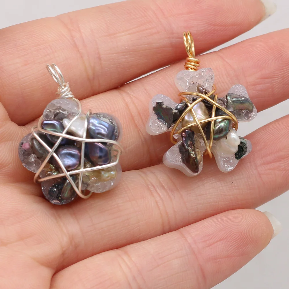 Natural Stone Around Gold Silver Thread Irregular Flower Pearl Pendant For Jewelry MakingDIYNecklace Accessory Charm Gift20x30mm
Natural Stone Around Gold Silver Thread Irregular Flower Pearl Pendant For Jewelry MakingDIYNecklace Accessory Charm Gift20x30mm