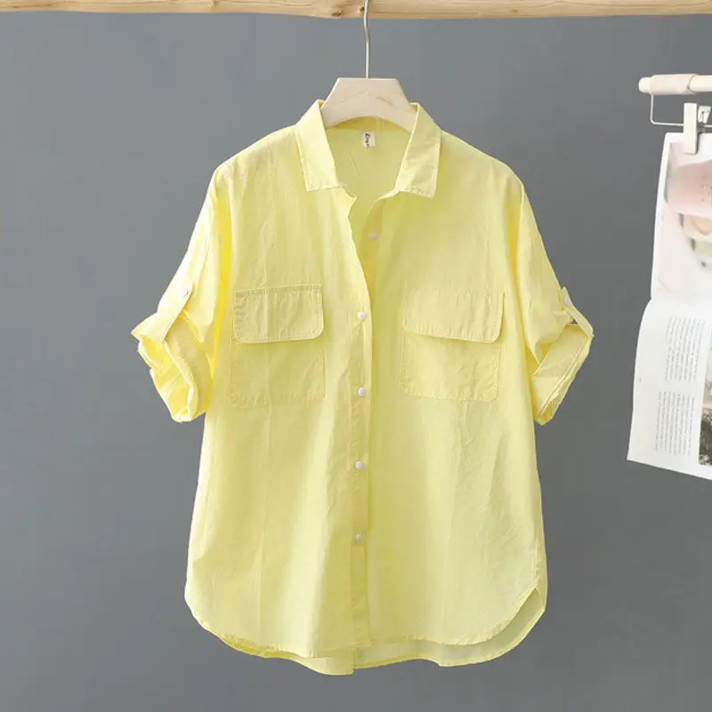 Short-sleeved Solid Color Shirt Women's 2022 Summer New Cotton Soft and Comfortable Age-reducing Shirt Thin Temperament Top
Short-sleeved Solid Color Shirt Women's 2022 Summer New Cotton Soft and Comfortable Age-reducing Shirt Thin Temperament Top