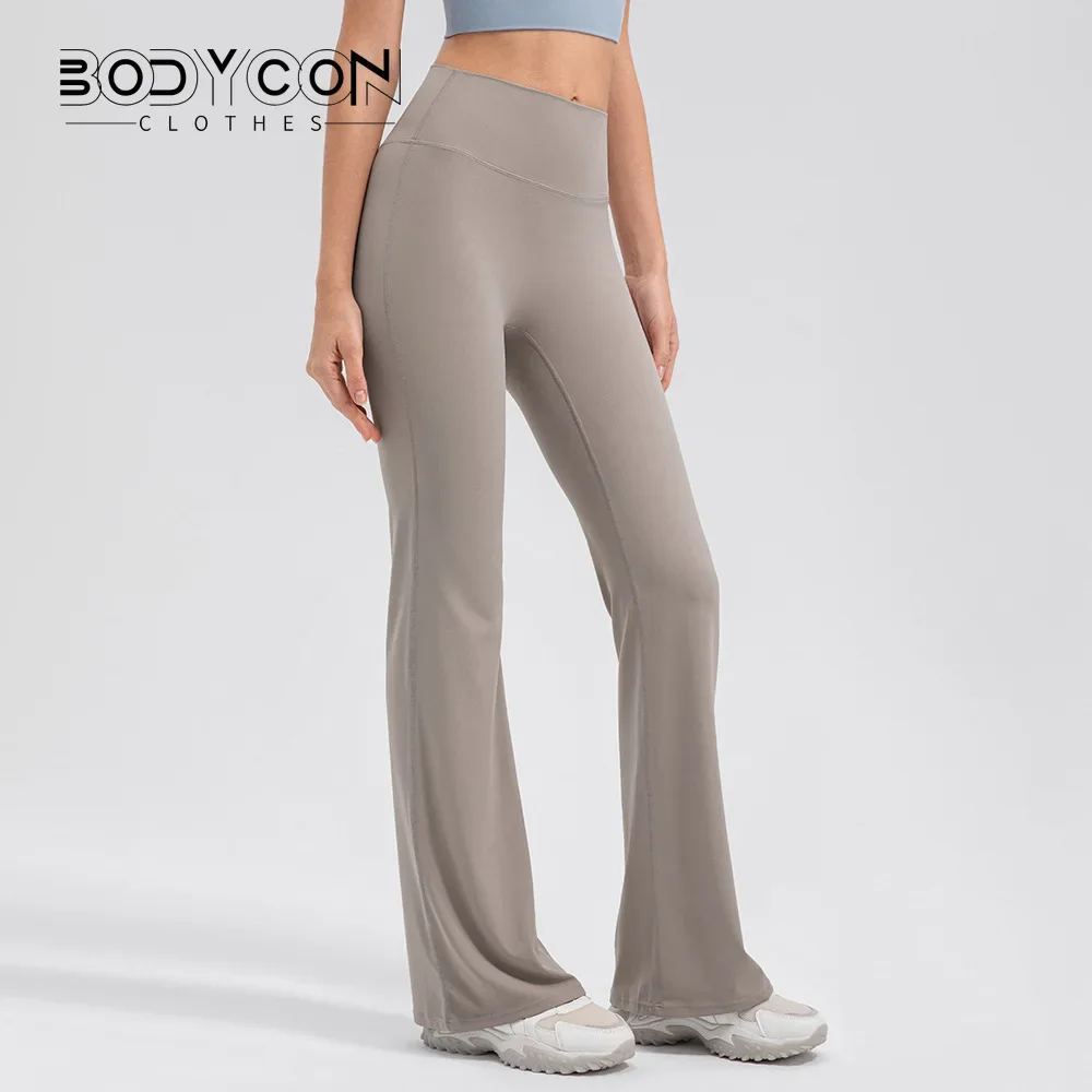 Женские расклешенные брюки с высокой талией, Бесшовные ребристые леггинсы-клеш, однотонные высокоэластичные повседневные уличные штаны для йоги и работы для женщин 
Женские расклешенные брюки с высокой талией, Бесшовные ребристые леггинсы-клеш, однотонные высокоэластичные повседневные уличные штаны для йоги и работы для женщин